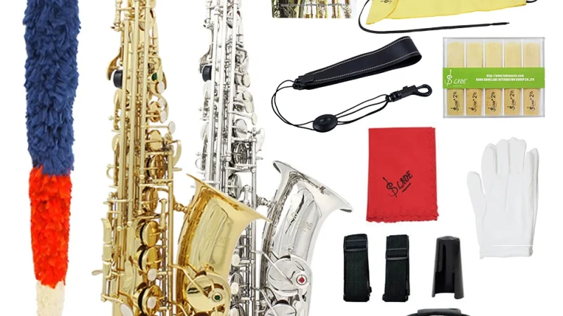 SLADE Eb Altsaxophon, weiße Muscheln, Tasten, Messingkörper, Altsaxophon-Set, Koffer, professionelles Saxophon-Zubehör, Holzblasinstrumente