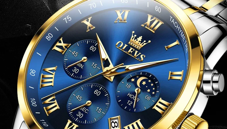 OLEVS 5529 Herrenuhr Original Wasserdicht Leuchtende Quarzuhr Automatische Datum Uhr Für Männer Mondphase Mit Box Reloj Hombre