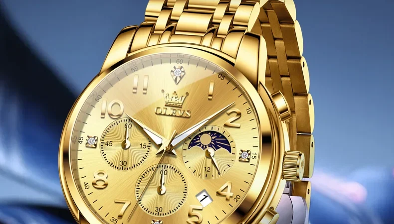 OLEVS 3628 Herrenuhr Original Quarzuhr Wasserdicht Leuchtende Uhr Für Männer Mondphase Multifunktionale Chronograph Herren Geschenke