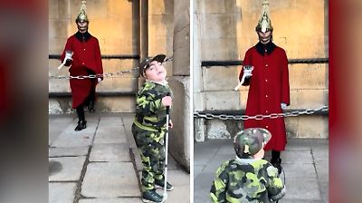 London: Blinder Junge kommt auf Wache des Königshauses zu! Die bricht strenge Regel gleich mehrmals