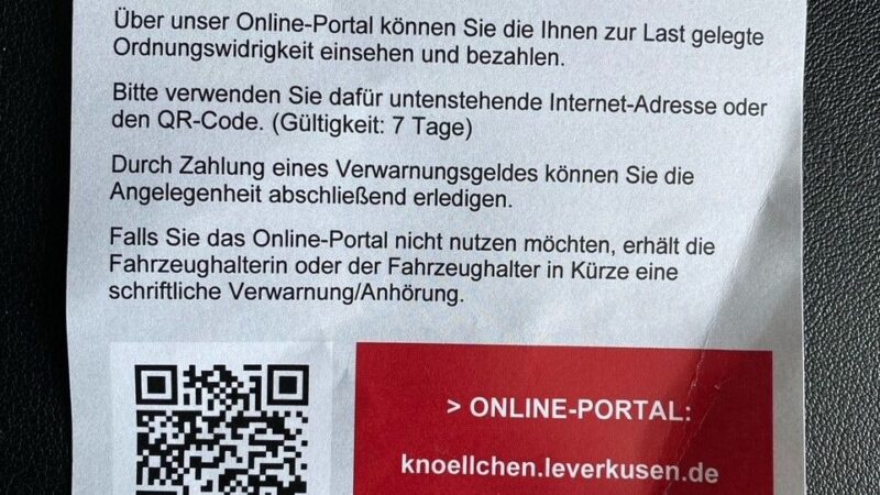 Technische Probleme: Verwunderung über Knöllchen-Zettel der Stadt Leverkusen